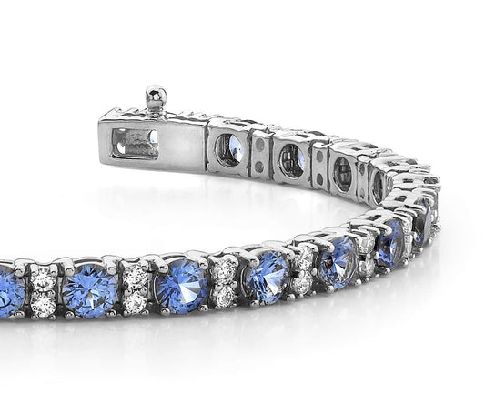 Blue Sapphire & Diamond Tennis Bracelet