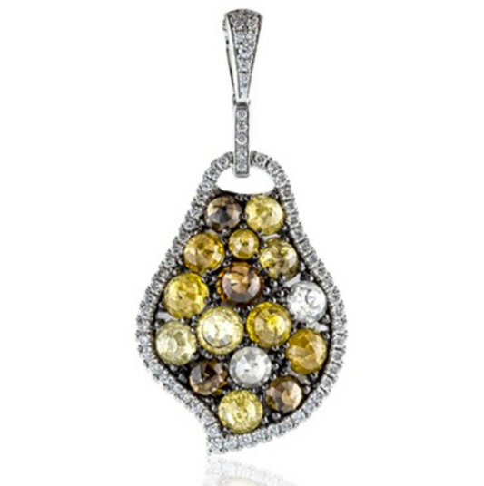 Simon G. 18K White Gold Multi-Colored Diamond Necklace Pendant