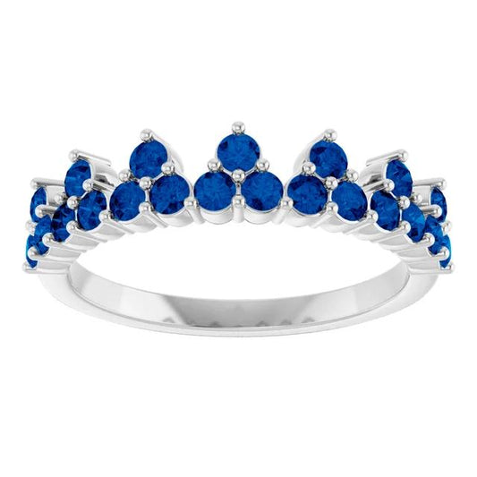 Natural Blue Sapphire Tiara Crown Ring – Rose, Yellow, or White Gold