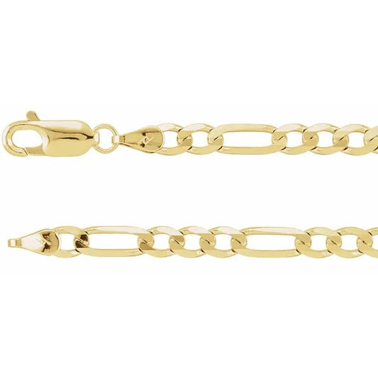 Classic 4.00mm Figaro Bracelet - 8" - Yellow Gold
