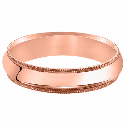 14K Classic Milgrain Comfort Fit Wedding Band - 4mm